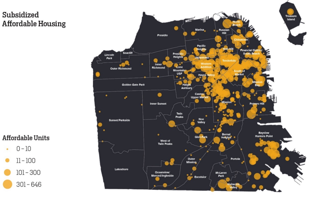 Figure 17. Map of permanent affordable housing by units per building (2018).