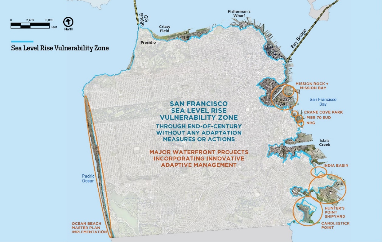 Figure 34. Areas vulnerable to sea level rise.