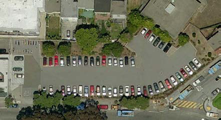 Aerial photo of Glen Park Bart Station parking lot